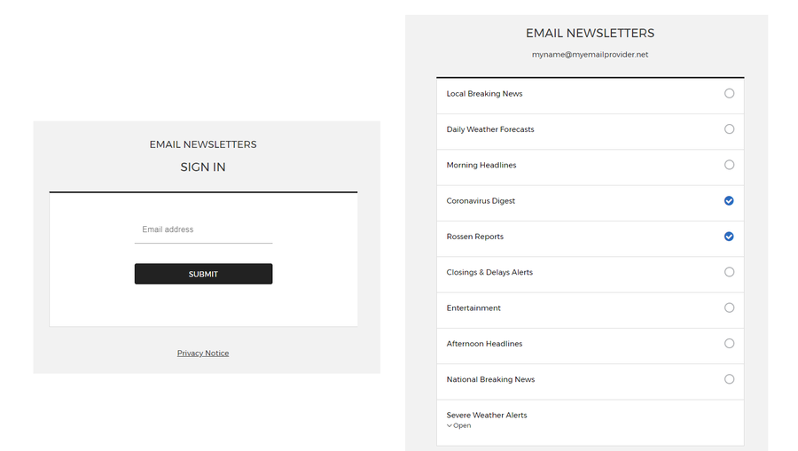 Corona Rossen Email Newsletter Signup
