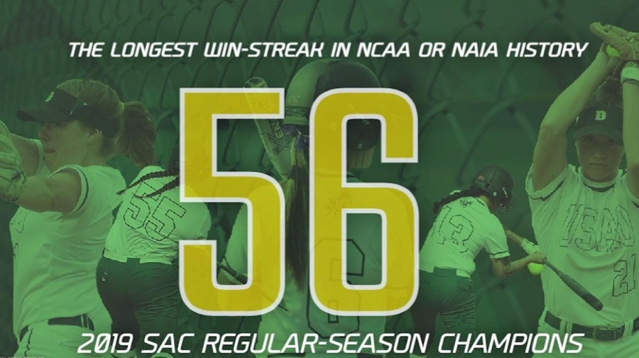 USAO sets new college softball record by winning 56th straight game