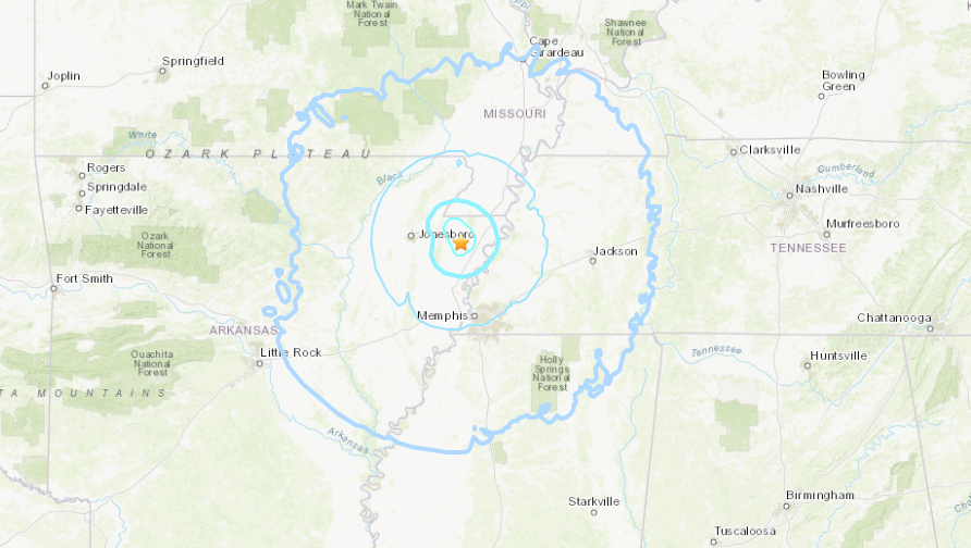 Earthquake hits New Madrid Fault along the Mississippi River