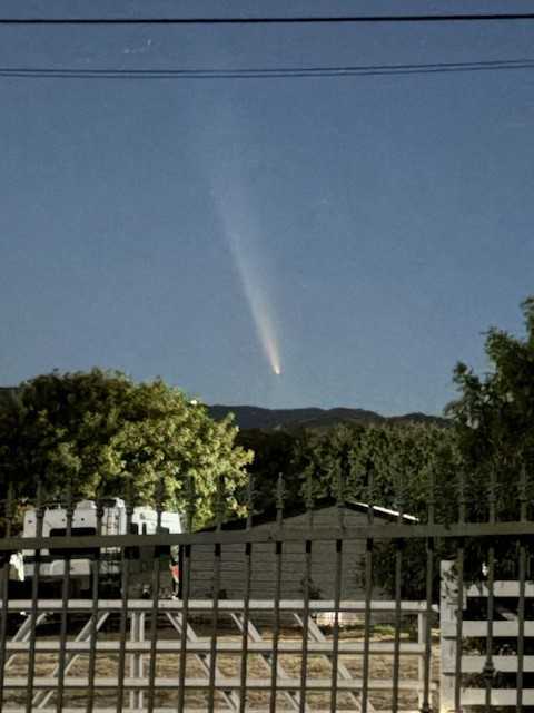 Ted Montoya sent this photo of the comet as seen from Vacaville and looking﻿ west.