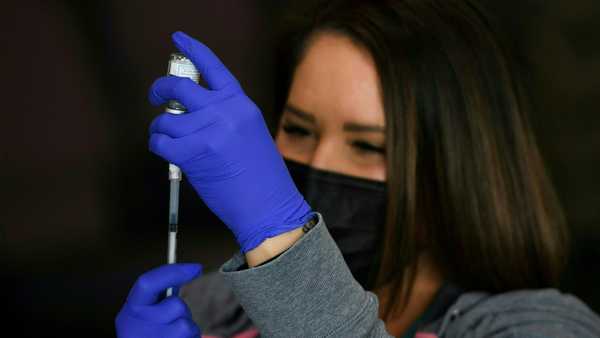 A dose of the Moderna COVID-19 vaccine is prepared at a Veterans Administration (VA) Long Beach Healthcare System pop-up vaccination site at the Dae Hueng Presbyterian Church on April 17, 2021 in Gardena, California.