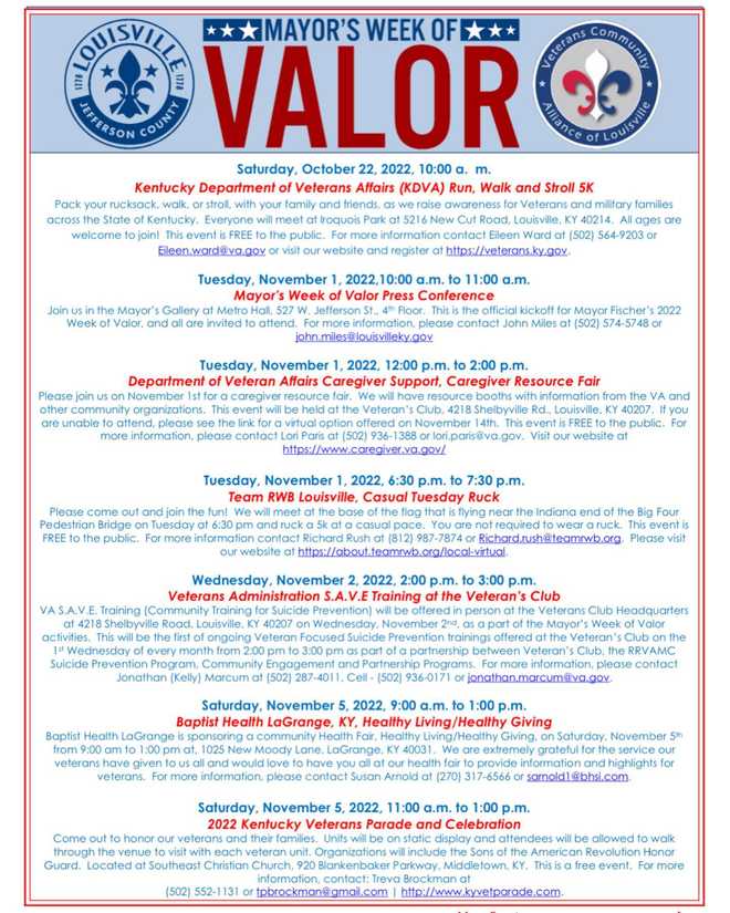 Mayor announces Louisville's 'Week of Valor' events honoring US service