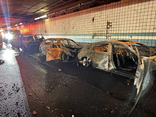 following a vehicle fire inside the tunnel ramp