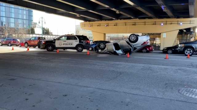 Car flips over near Milwaukee Public Market - Vimarsana News