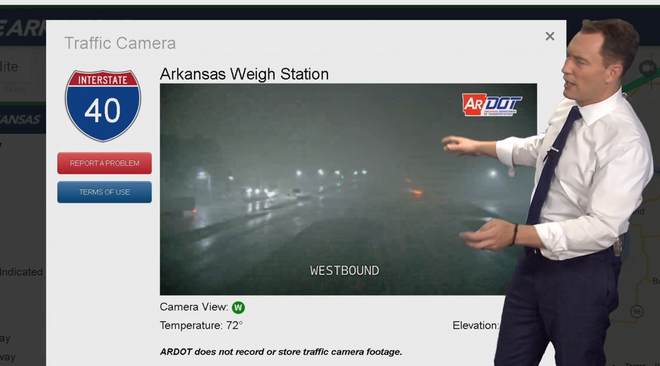 1:58 a.m.: You can see strong winds and rain hitting along I-40 east of Van Buren. tracking tornado warning in the river valley