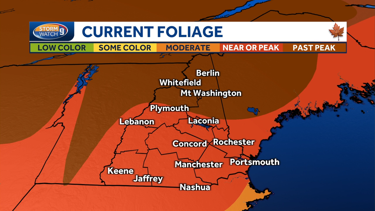 NH foliage tracker Past peak in north, at peak in southern areas