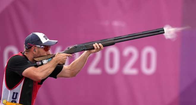 Vincent&#x20;Hancock&#x20;of&#x20;the&#x20;United&#x20;States&#x20;competes&#x20;during&#x20;the&#x20;skeet&#x20;men&amp;apos&#x3B;s&#x20;final&#x20;at&#x20;the&#x20;Tokyo&#x20;2020&#x20;Olympic&#x20;Games&#x20;in&#x20;Tokyo,&#x20;Japan,&#x20;July&#x20;26,&#x20;2021.&#x20;&#x28;Photo&#x20;by&#x20;Ju&#x20;Huanzong&#x2F;Xinhua&#x20;via&#x20;Getty&#x20;Images&#x29;