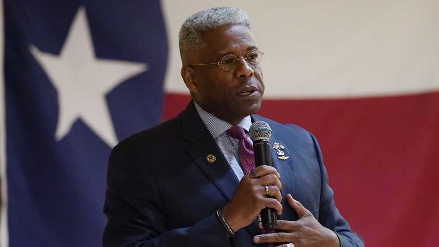 FILE - In this Wednesday, Sept. 22, 2021, file photo, Texas gubernatorial hopeful Allen West speaks at the Cameron County Conservatives anniversary celebration, in Harlingen, Texas. West, a candidate for the Republican nomination for governor of Texas, said Saturday, Oct. 9, 2021, that he has received monoclonal antibody injections after being diagnosed with COVID-19 pneumonia.