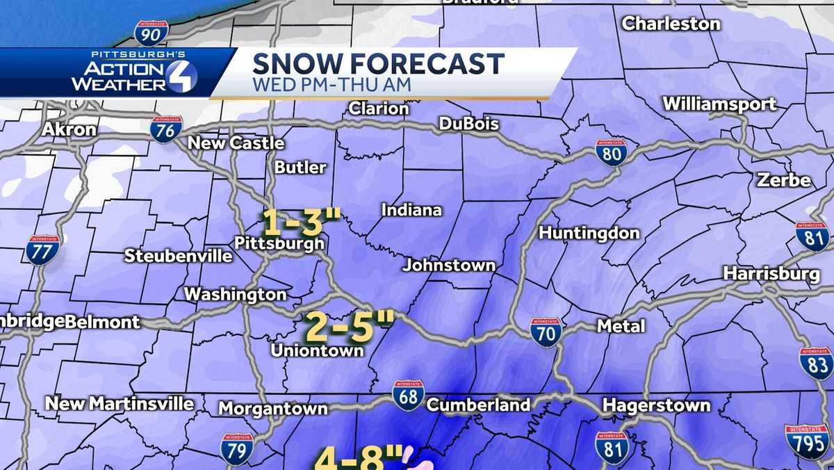 The snow won't stop! Chance of snow in Pittsburgh every day through Tuesday