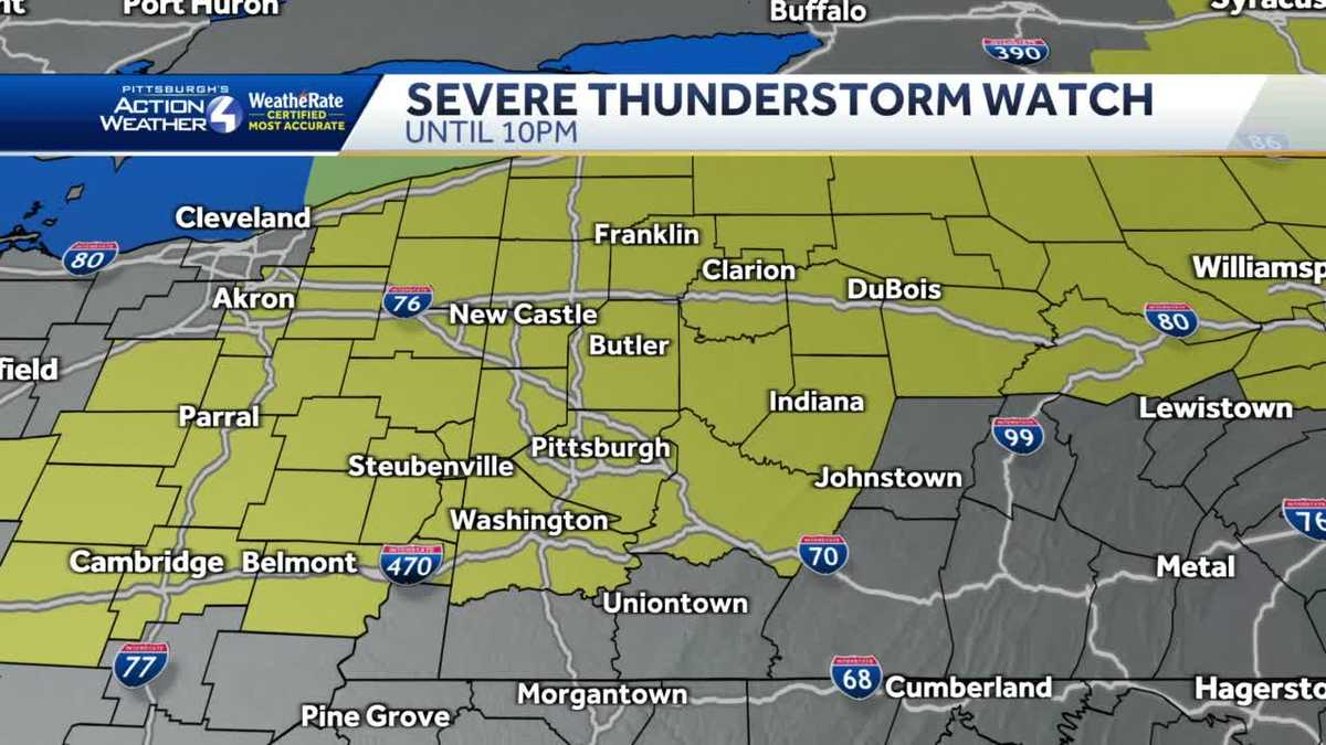 Severe thunderstorm watch issued for much of western Pennsylvania