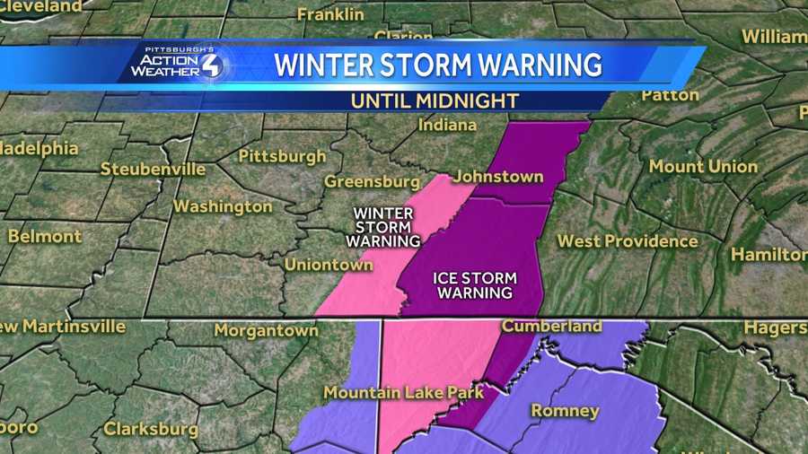 Winter storm warning in Westmoreland and Fayette; ice