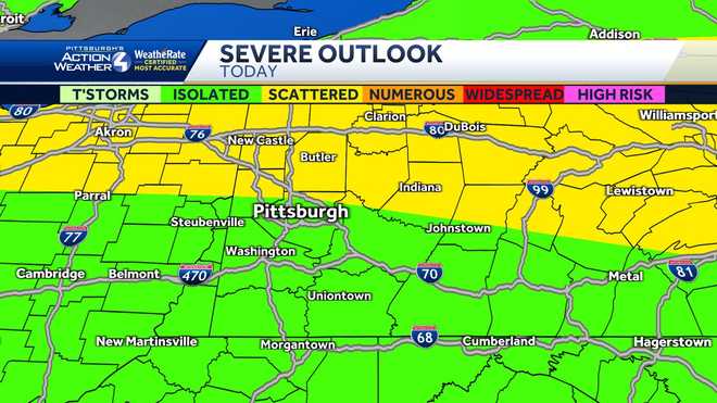 Pittsburgh weather: Scattered thunderstorms on Wednesday