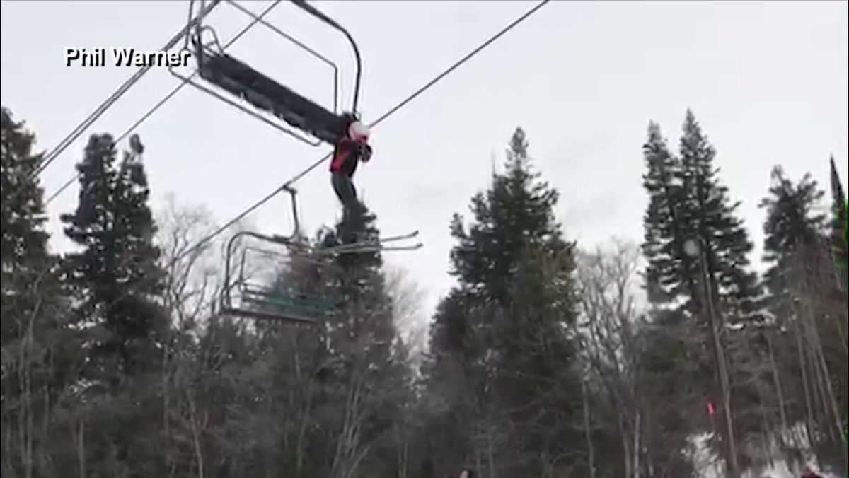 Ski trip rescue: Boy stuck dangling from chair lift