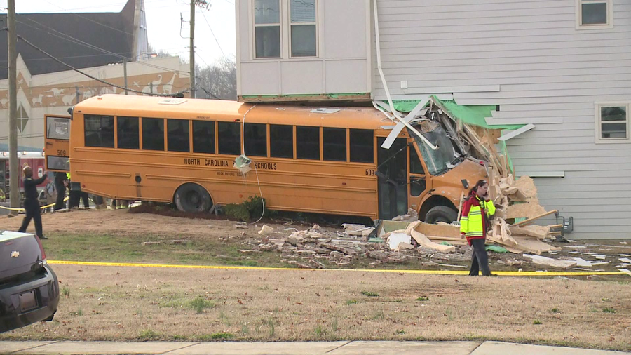 School bus in Charlotte crashes into building