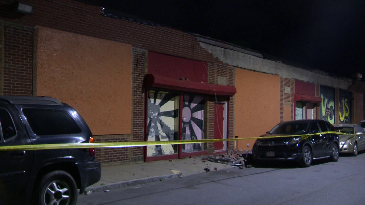 Bricks fall off Boston roller skating rink onto sidewalk below