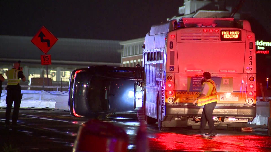 3 people injured in rollover crash on Boston bridge