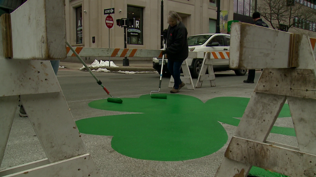 Shamrocks painted on Manchester, N.H. street ahead of parade - Vimarsana News