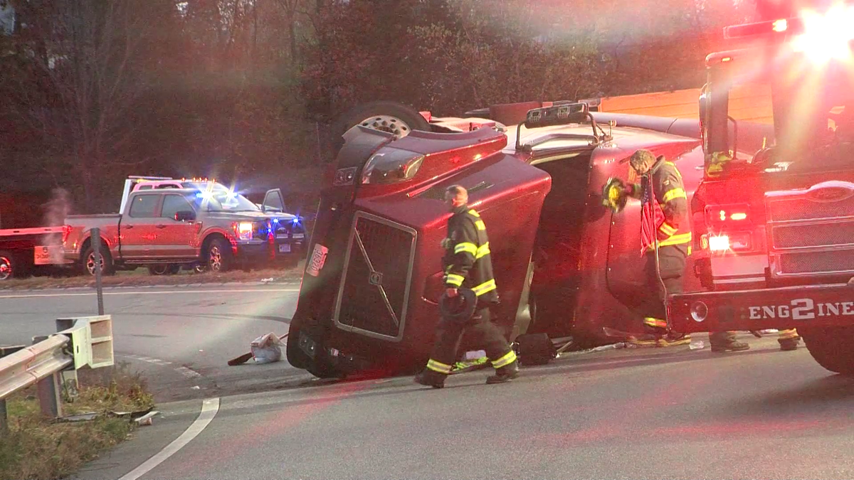 Overturned tractor trailer on Interstate 95 off-ramp in Reading slows ...