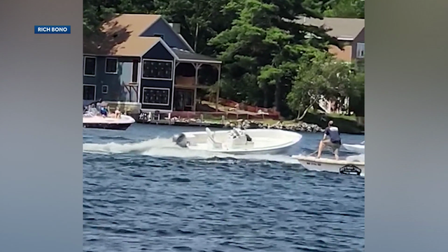 shows runaway boat on Lake Winnipesaukee