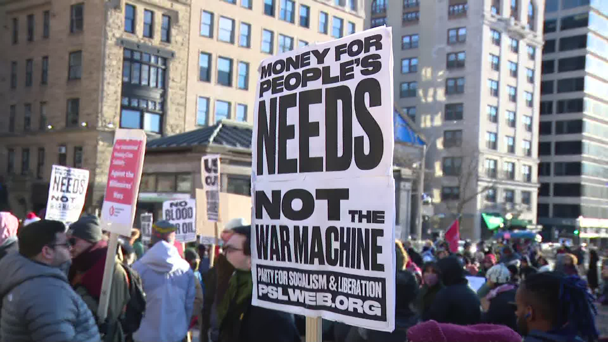 Protesters rally in Boston after US military action in Venezuela