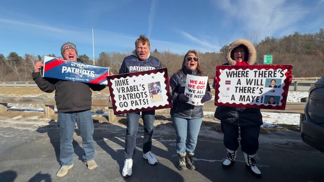 patriots fans sending off team with cheers