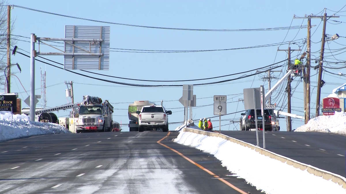 Route 9 reopened after truck snags powerlines, snaps utility poles