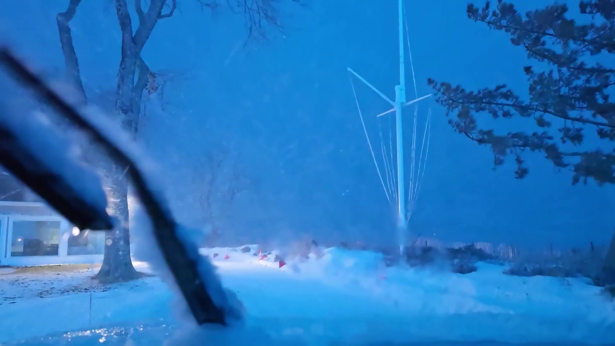 Thundersnow lights up skies over Massachusetts town as nor'easter moves in