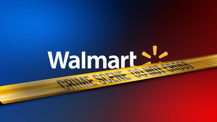 Walmart logo with crime scene tape
