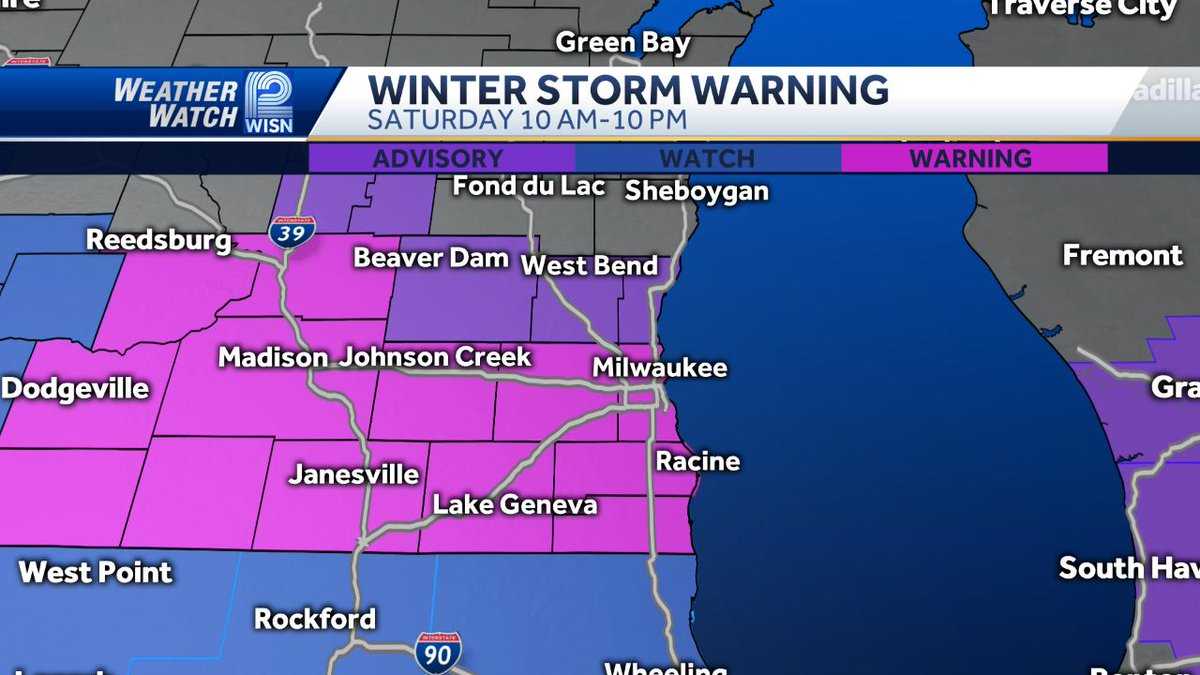 Winter storm warning issued for part of SE Wisconsin for Saturday