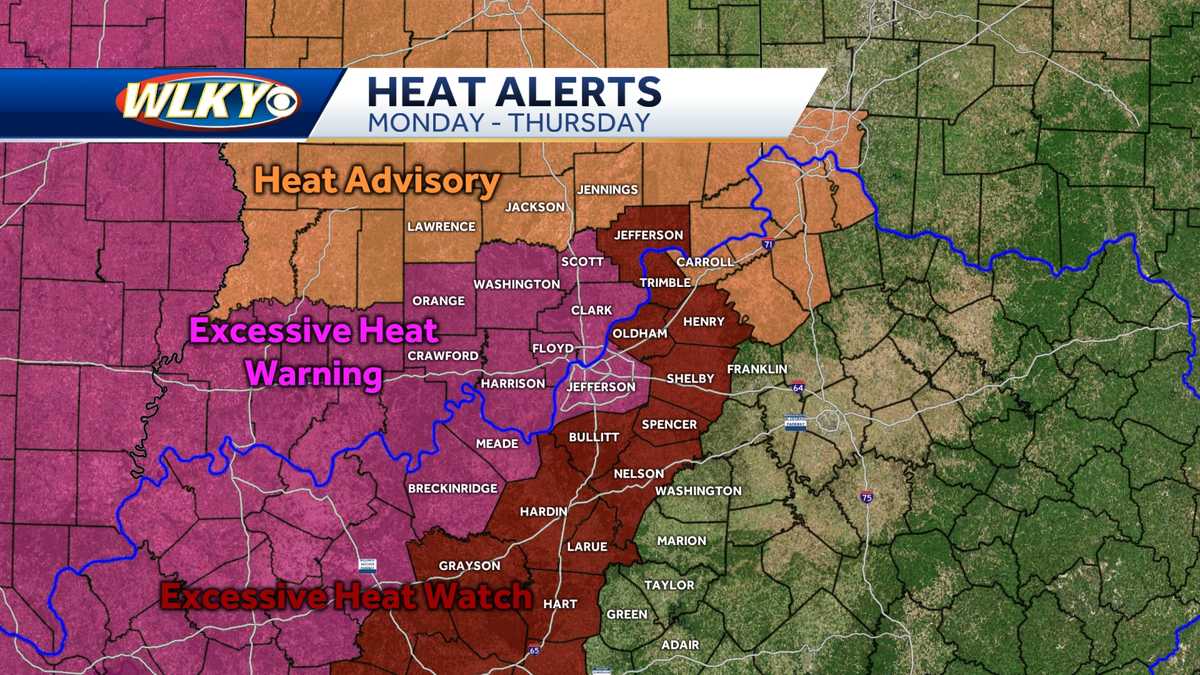 An excessive heat warning is in effect this week for much of the Louisville area