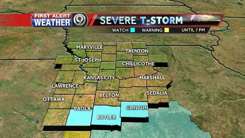 Severe thunderstorm watch issued south of KC until