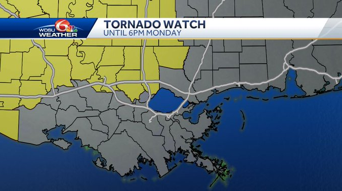 Tornado watch issued for parts of southeast Louisiana ahead of ...