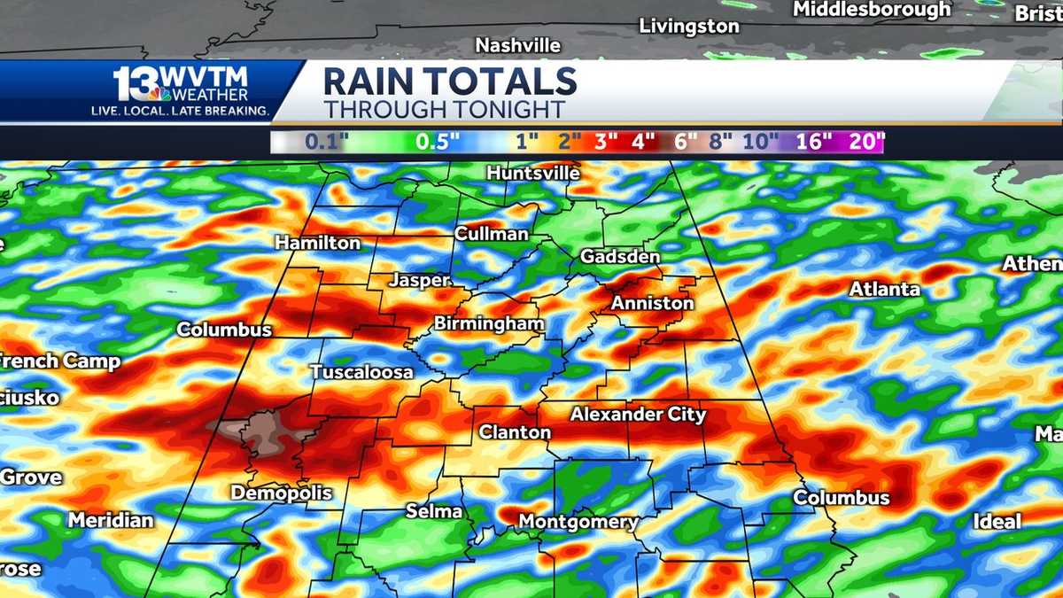 IMPACT WEATHER Heavy rain could cause localized flooding tonight  WVTM13 Birmingham