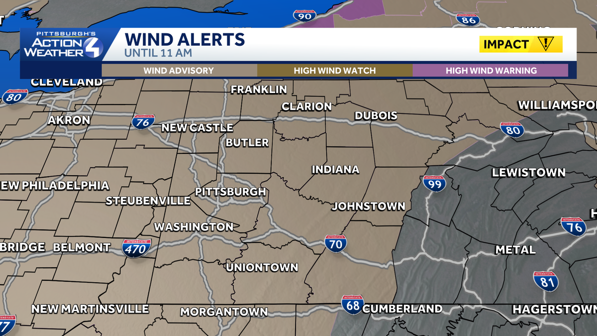 Strong winds and rain as temperatures drop in Western Pennsylvania