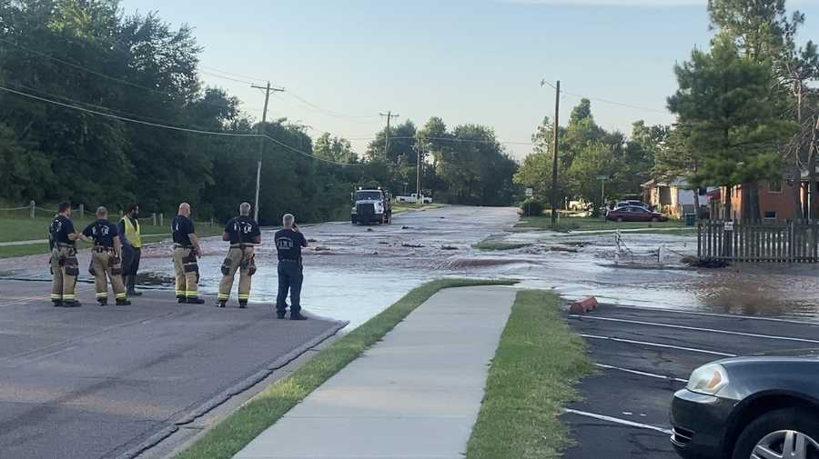 Portions Of Oklahoma City Street Temporarily Closed After A Large Water 