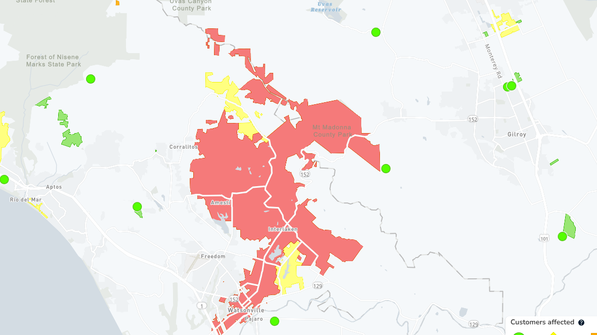 Power outage affects nearly 9,000 customers in Watsonville