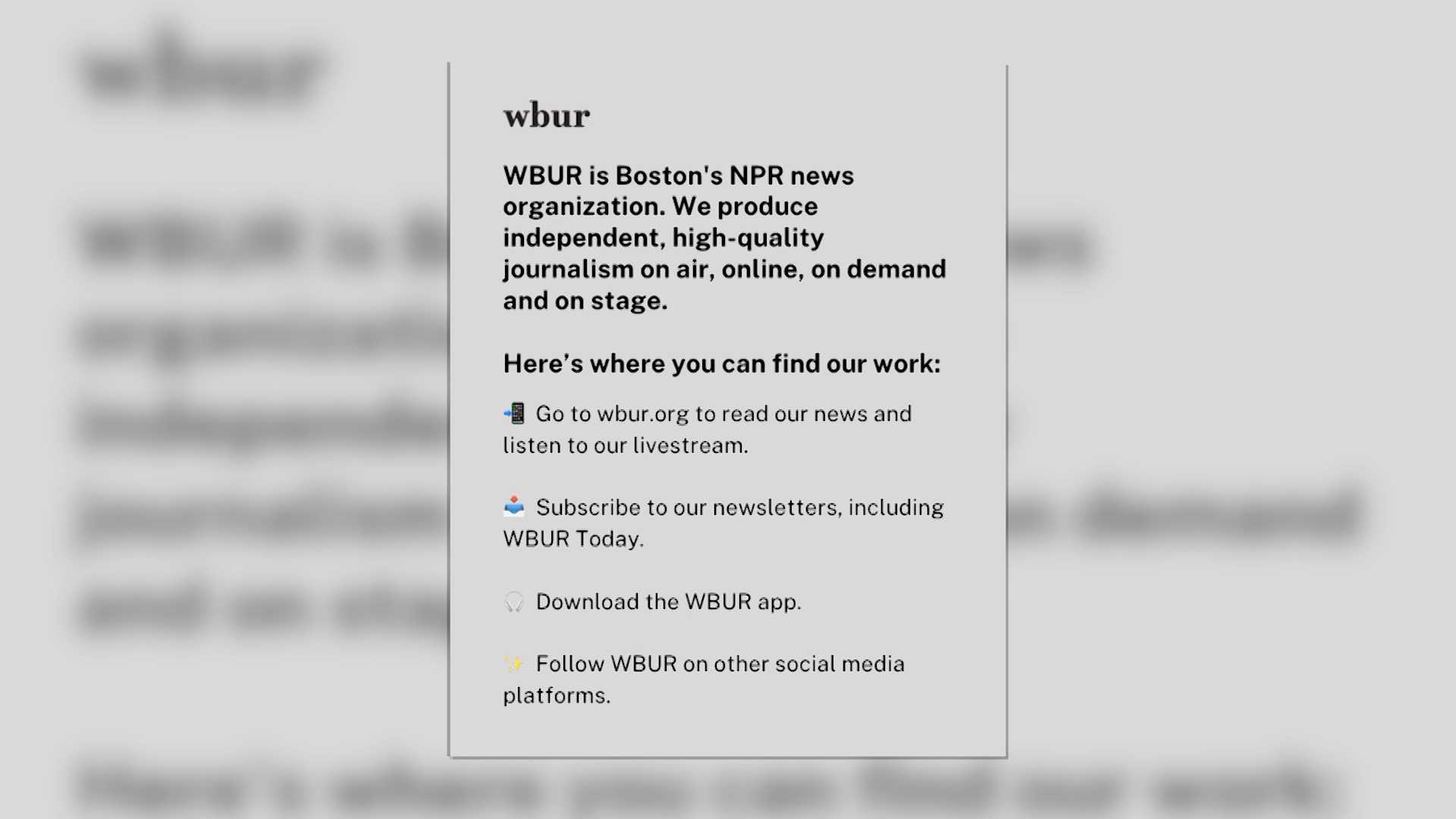 Wbur deals listen live