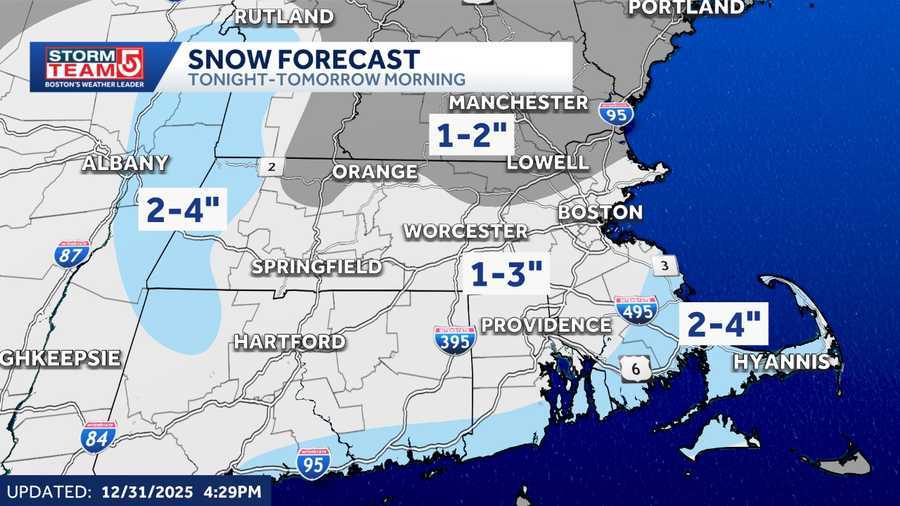 Light snow and squalls expected for First Night across Massachusetts