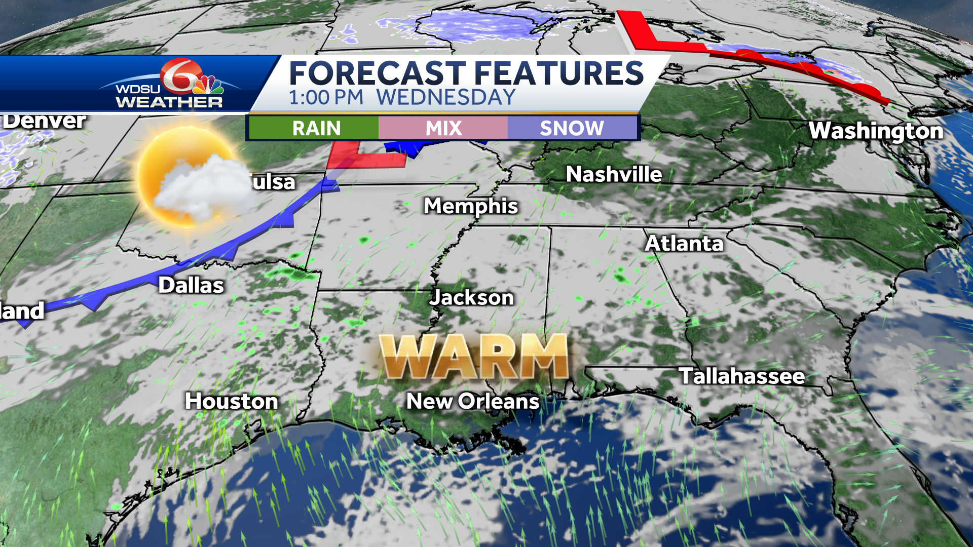 New Orleans Record Warm Cold Front Severe Storms