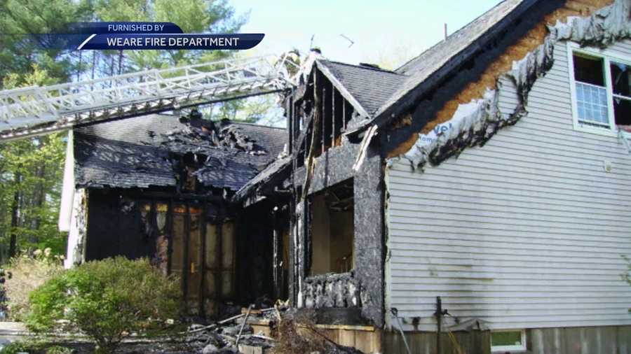 Two-alarm fire damages Weare home