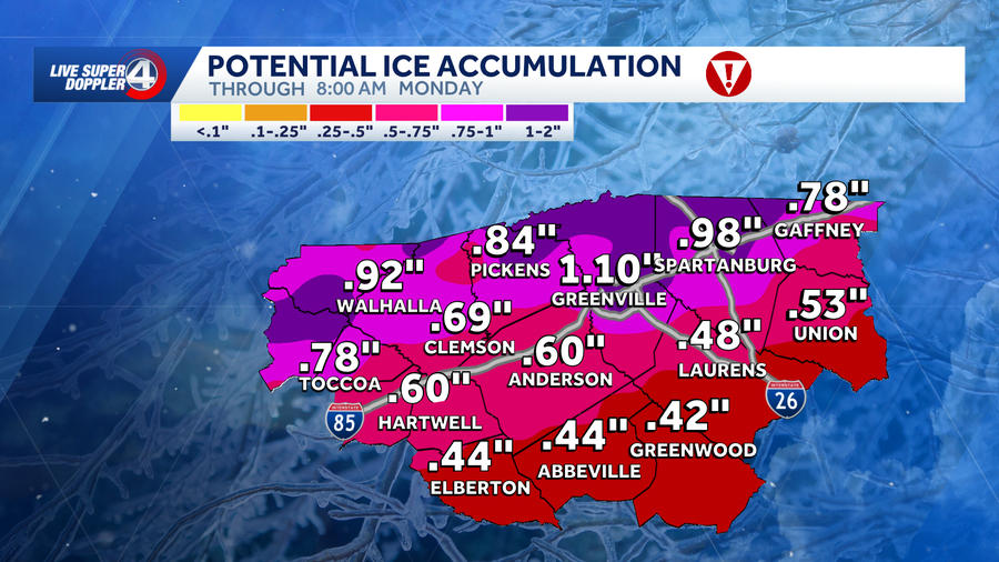 Ice potential, impacts for South Carolina