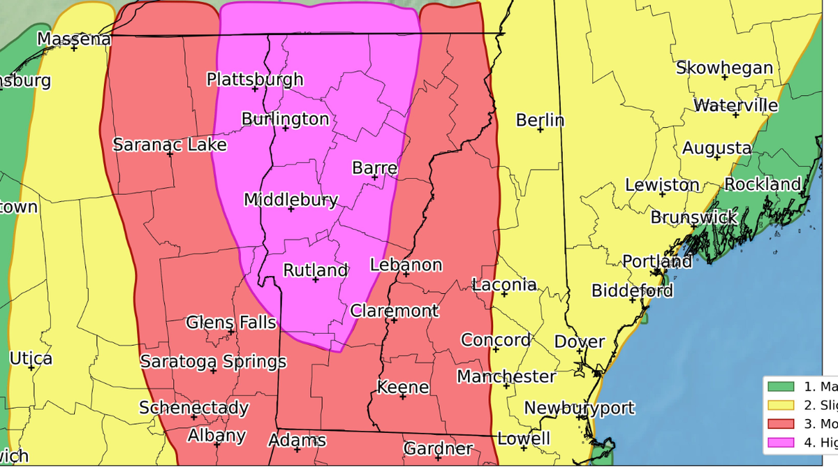 Widespread flash flooding likely in Vermont, New York