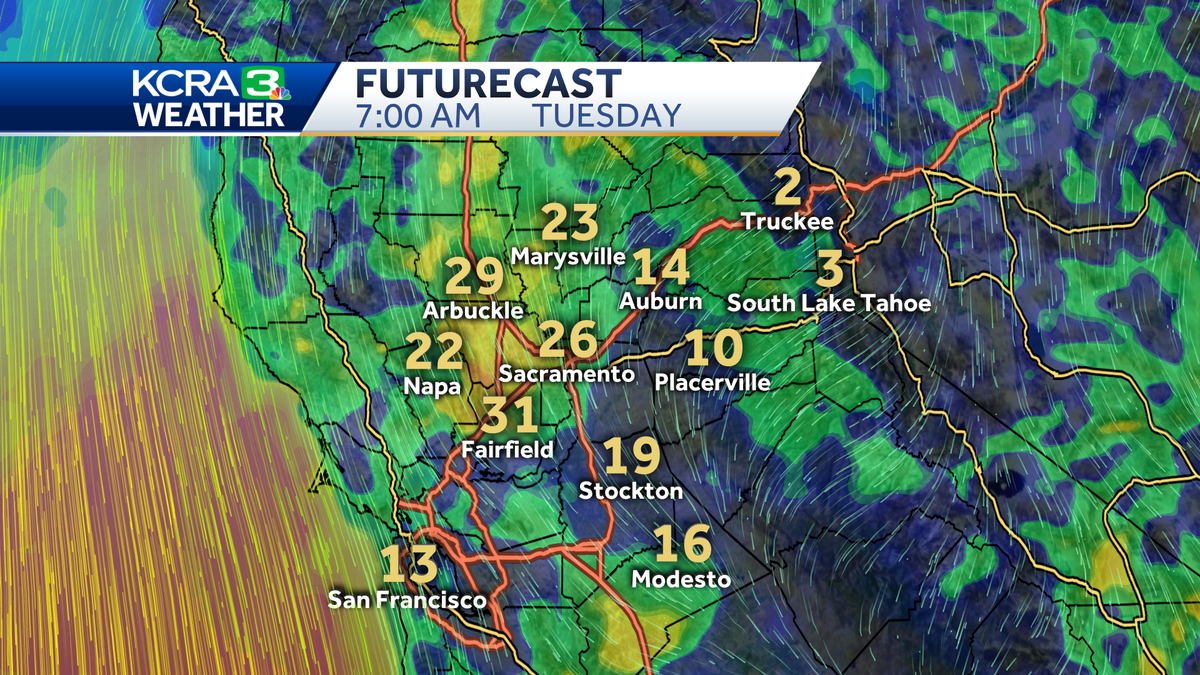 North winds are moving into Northern California