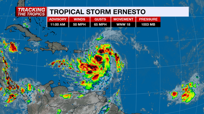 tropical storm ernesto 11 am tuesday