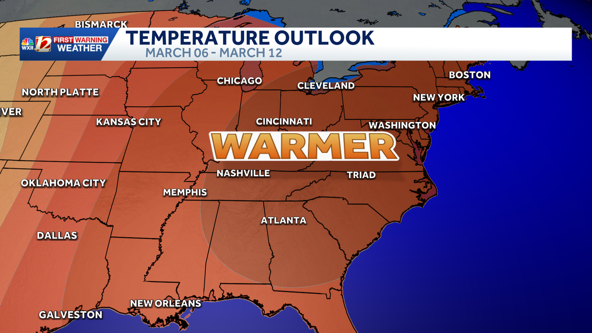 Warmer weekend in North Carolina, but back to jackets and umbrellas early next week
