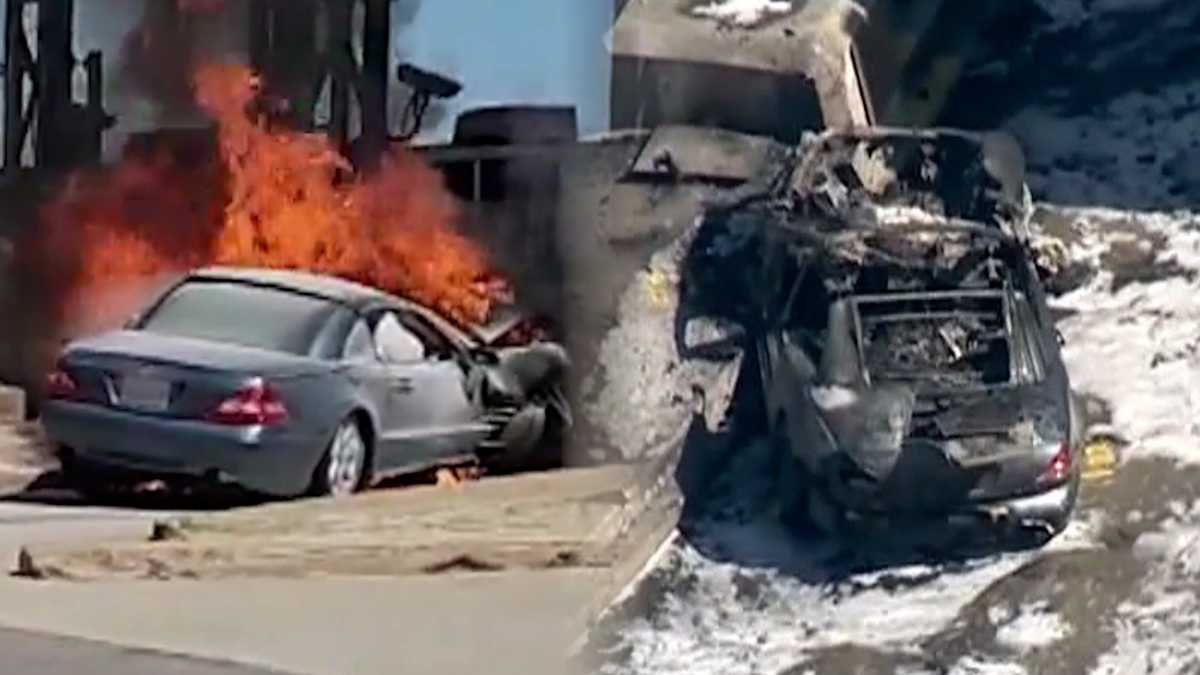 Bedford tolls crash: Driver dead after car crashes, catches fire