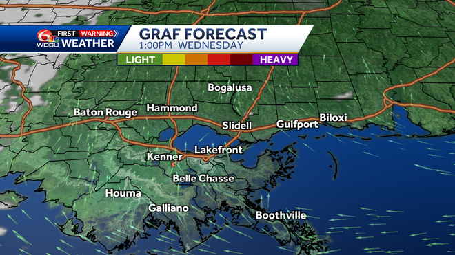 New Orleans weather forecast fog low temp high temp rain chances