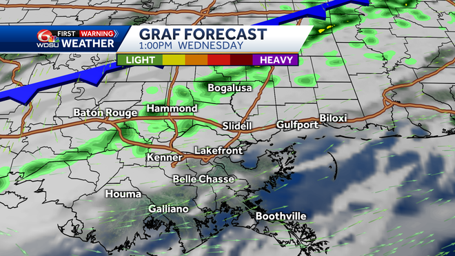 New Orleans weather forecast high temp low temp rain chance Friday