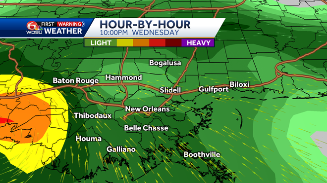 Forecast clouds and rain Wednesday 10pm