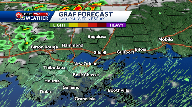 New Orleans weather forecast high temps rain chances tropics